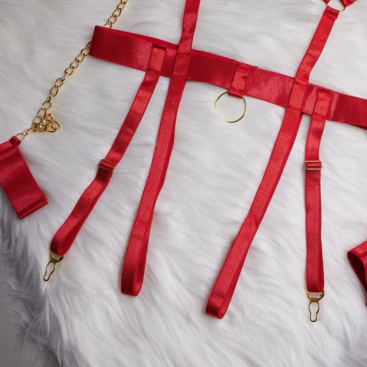 Seductive Chain Lingerie Four Piece Set 5