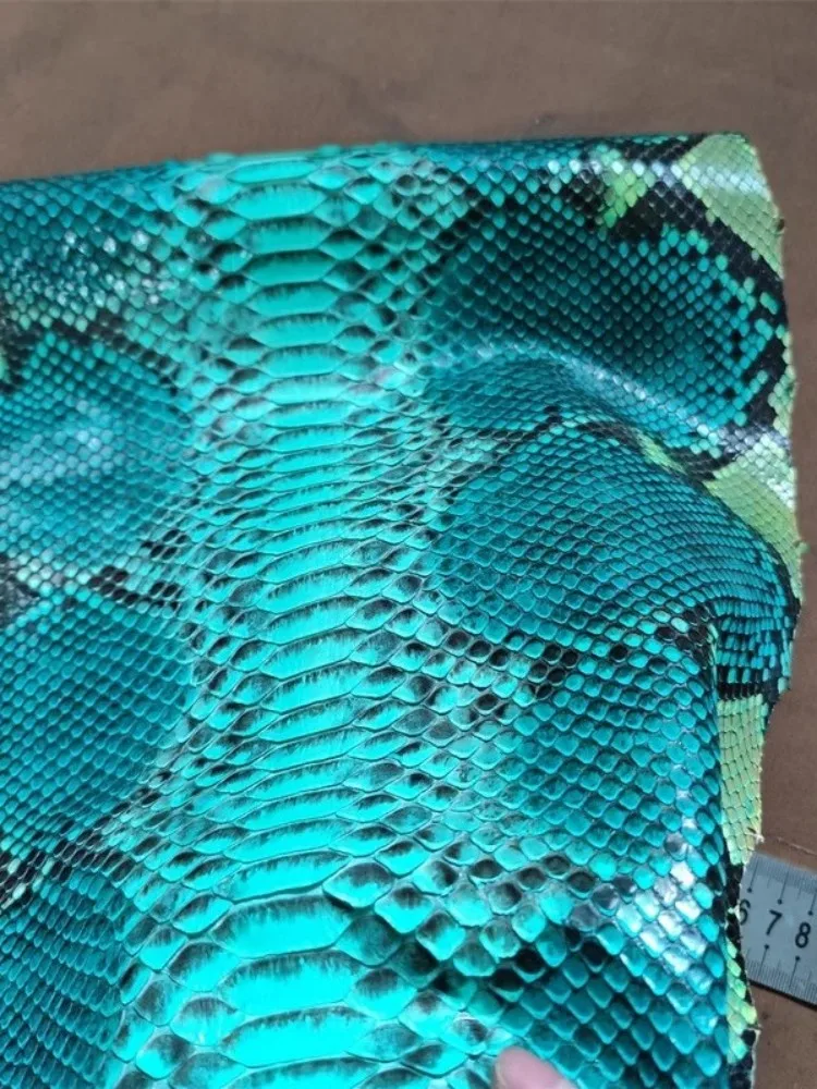 Fashion Genuine Leather Fabric High Quality Handmade Blue Green Python Skin Accessory DIY For Wallet Belt