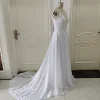 Customized ZJ6032 Chiffon Wedding Dresses for Women 2025 Summer New Sleeveless Bridal Gowns with Lace New Court Train 2