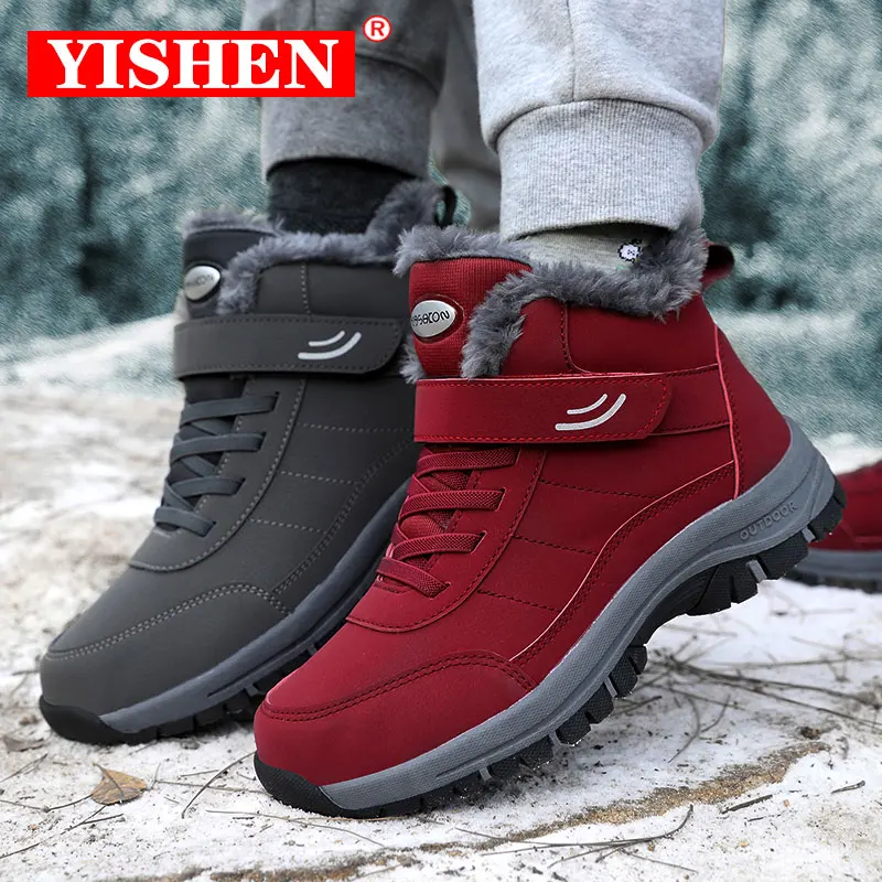 

YISHEN Snow Boots Men Boots Winter Warm Plush Waterproof Ankle Boots For Women Zipper Winter Unisex Cotton Shoes Botas De Nieve