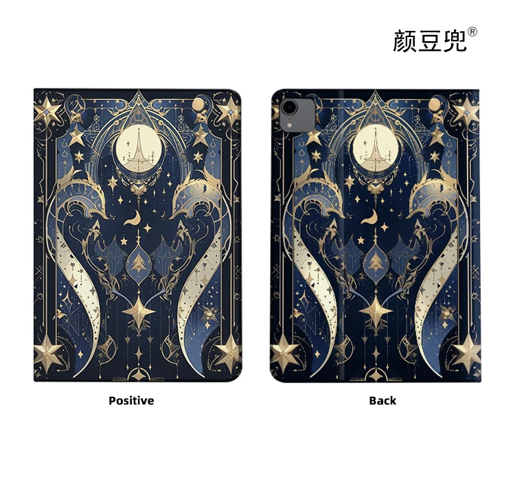 삼성 갤럭시 탭 A7Lite 8.7 2021 케이스, 별과 달 레트로 빈티지, S9 FE 플러스, 삼중 접이식 스탠드 커버, 갤럭시 탭 S6 Lite S8 S7