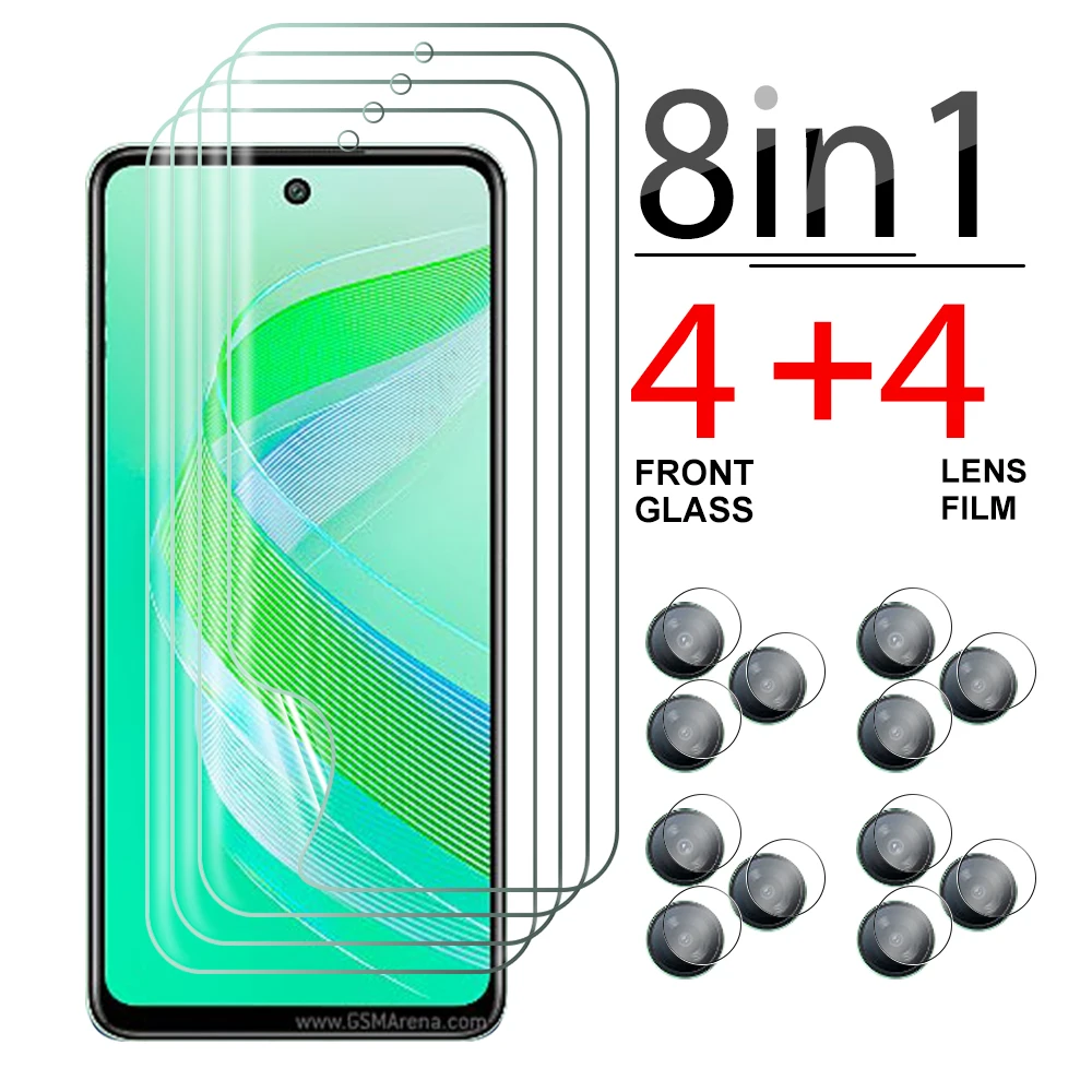 8 In1 Per Infinix Smart 8 Full Glue Clear Soft Film Hot 40I Smart8 Camera Glass Hot40I I40 Pellicola Idrogel Antigraffio