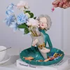 Simple Bouquet Girl Sculpture Ornament Resin Figure Vase Bedroom Jewelry Cosmetics Storage Box Fruit Candy Dessert Storage Tray 1