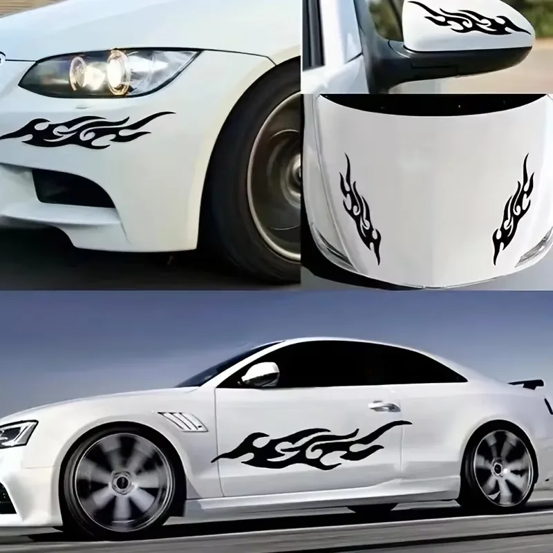 شارات ملصق سيارة لهب معدلة - غطاء ممتص للصدمات مرآة الرؤية الخلفية غطاء رأس حماية من الخدش ملحقات تزيين الدراجة النارية