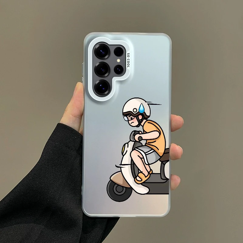 Silver Cartoon Couple Electric Car Design Phone Case Cover