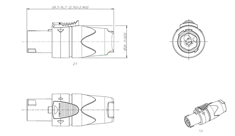 4-Pin Speakon-Stecker NL4FX NL4FC Kompatibel 4-Kern-Lautsprecherstecker Verstärkerkabel-Adapter Drehverschluss PA-System-Stecker – Detail 20
