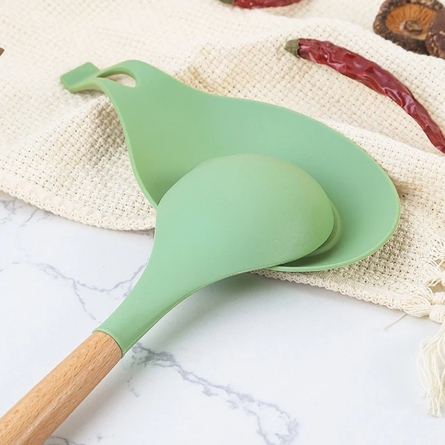 Utensilios de cocina de silicona antiadherentes, 1 piezas, espátula, batidores de huevos, pala, mango de madera, accesorios de herramientas de cocina - Image 6
