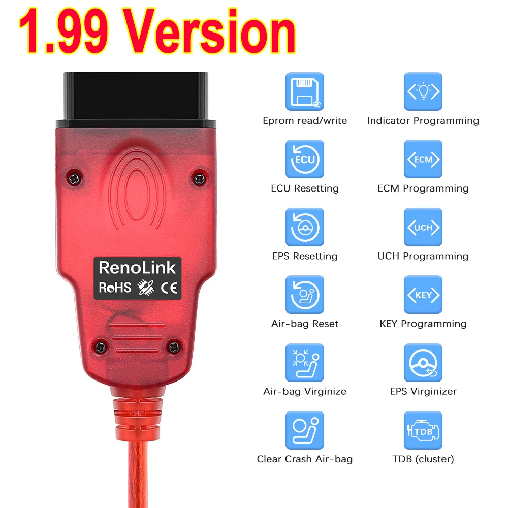 2023 Nuova Interfaccia Diagnostica V1.99 Renolink Obd2 Per Veicoli Re-Nault/D-Acia Programmatore Ecu Airbag/Codifica Chiave Multifunzione
