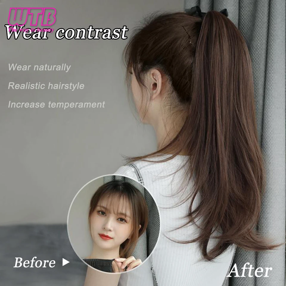 WTB Synthetic Wig Ponytail Female Long Curl Bandage Slightly Curly Ponytail Braid Fashion Natural Wig For Women