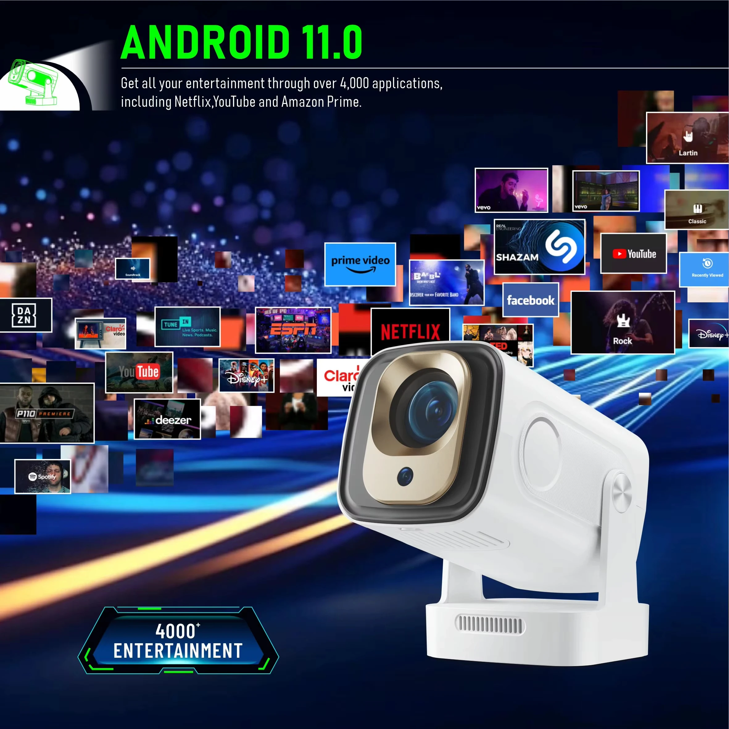 Smart Projector HY260 PRO Android 11 Projector 4K Native 1080P
