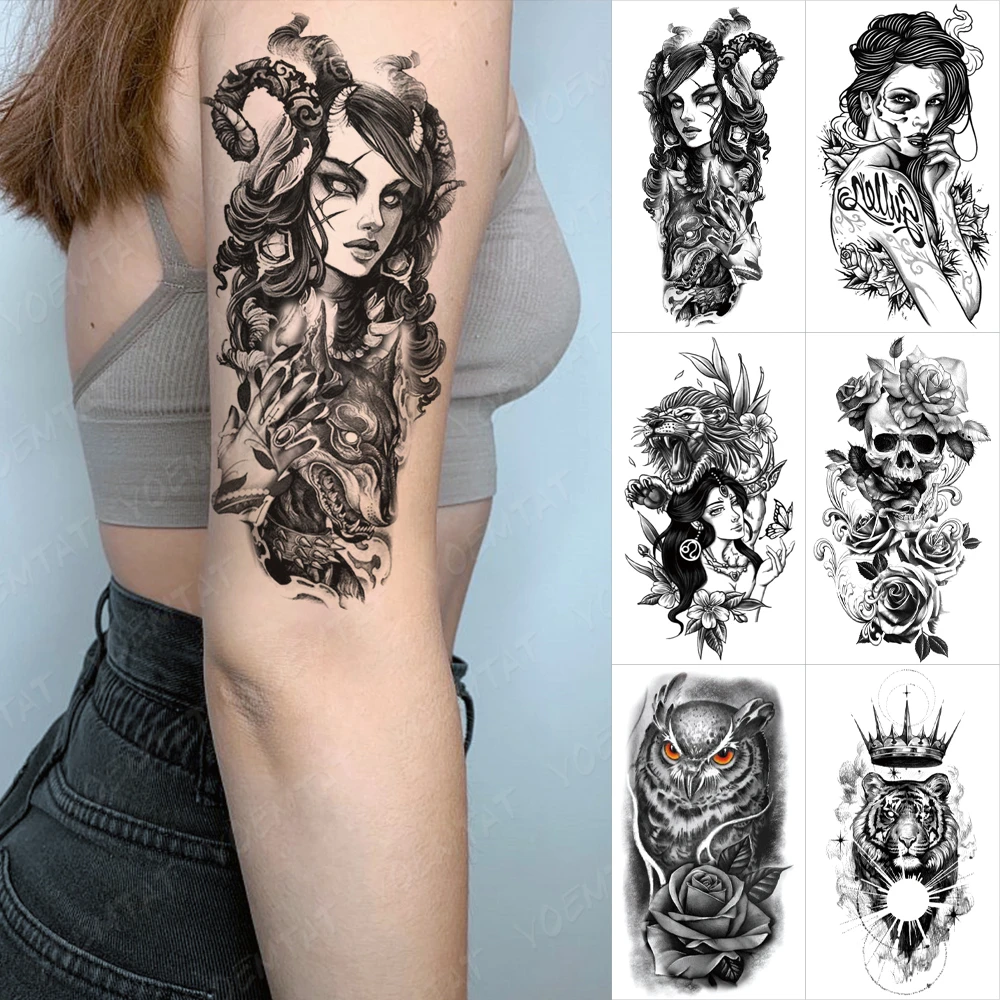 Signification De Medusa En Tatouage Chicano – autocollant de tatouage temporaire, faux tatouage pour les  manches des bras, dessin animé, crâne, hibou, Medusa, sorcière maléfique,  Art corporel, pour femmes et hommes | AliExpress