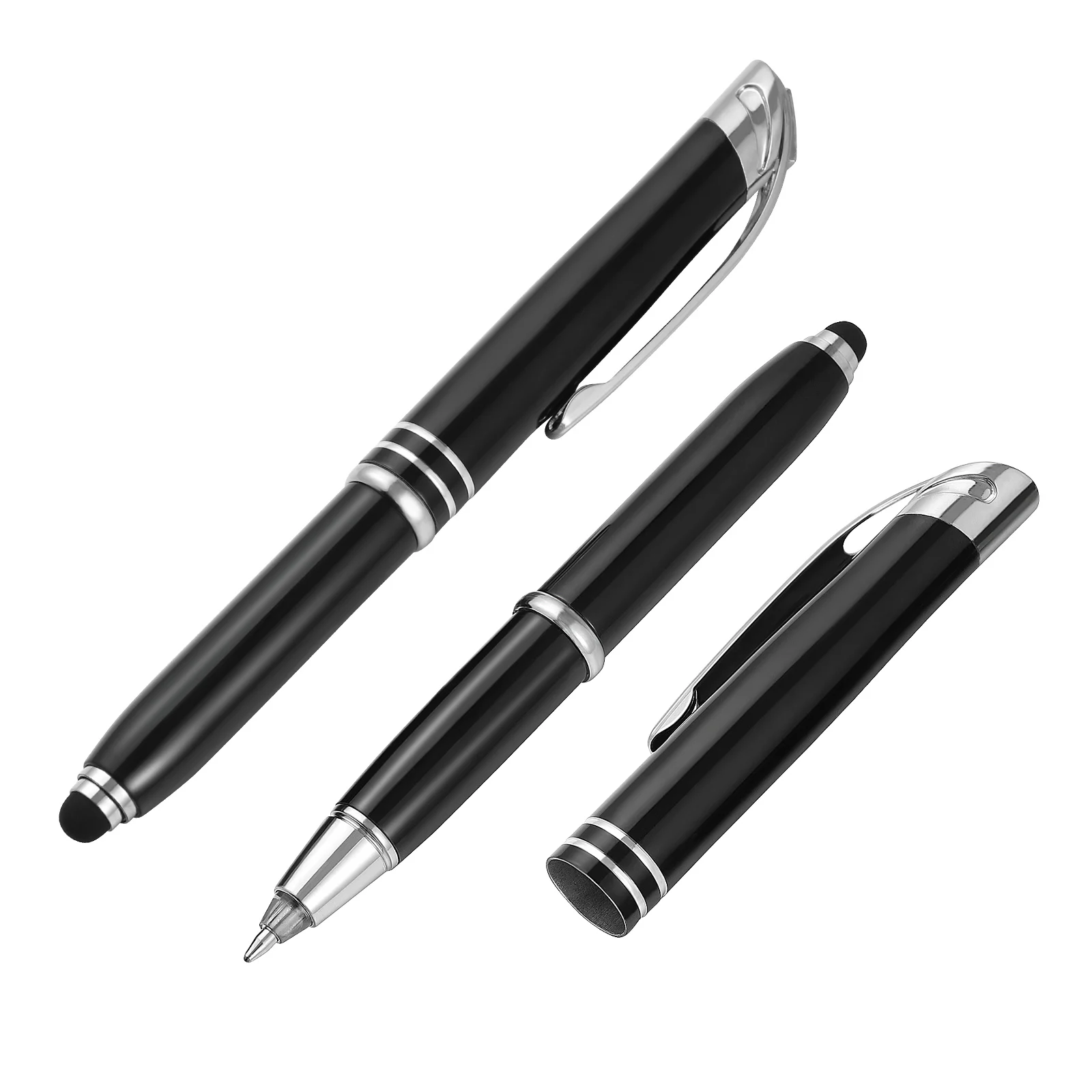 

Toyvian LED Ballpoint Pen Prcatical Creative Metal Writing Pen Glowing Stationery Supplies for Office School (Black)