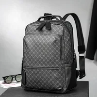 Fashion Business Men Backpack Luxury Double Layer Men's Backpacks Floral Plaid Laptop Backpack Male Schoolbag Travel Back Bag