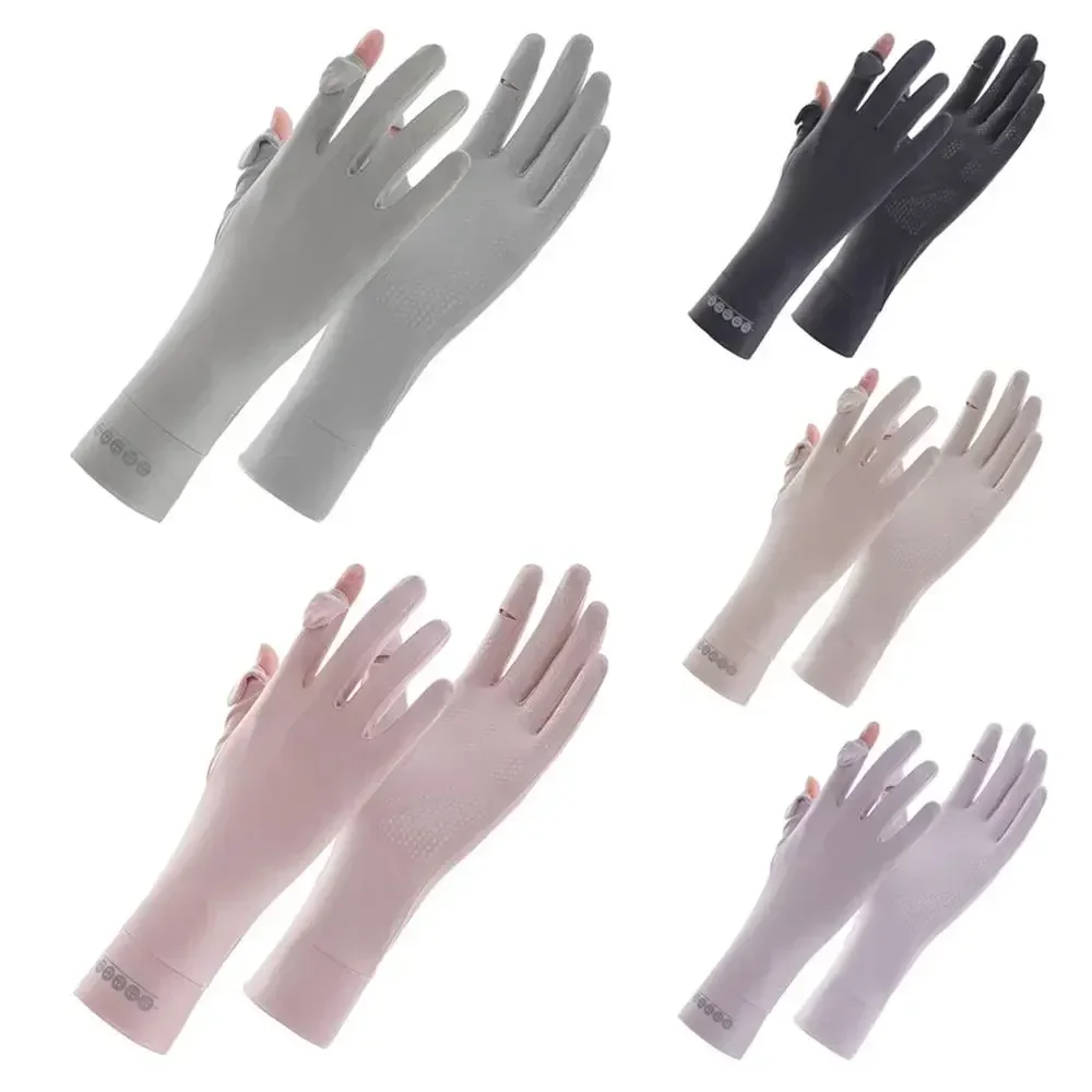 Long Sunscreen Gloves Fashion Thin Elastic Anti-UV Cycling Driving Gloves Women Girls