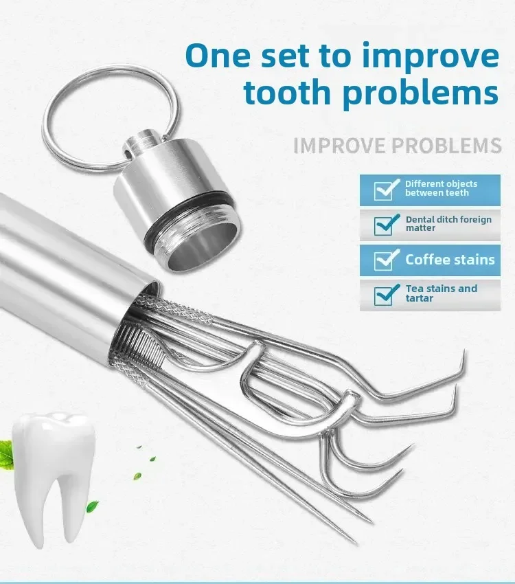3/4/7pcs Portable Toothpick Set Stainless Steel Floss Needle Oral Care Dental Cleaning Tool 도매 Льготы_voghion.com