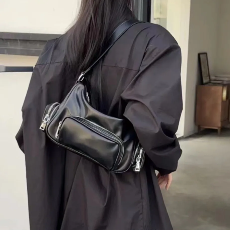 High Quality Women Shoulder Bag Pu Leather Crossbody Bag Multi-pockets Messenger Bag Patchwork Leather Purse Soft Handbag