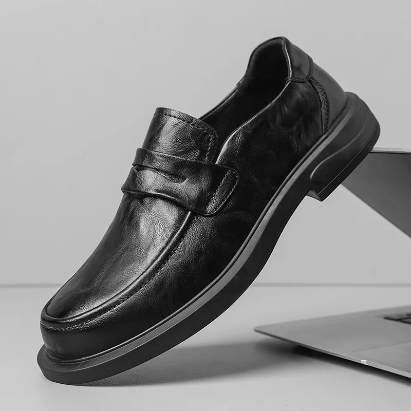 2023 Fashion New Men's Business Dress Shoes Lace Up Work Shoes Men's Genuine Leather Shoes Park Walking Shoes Free Delivery