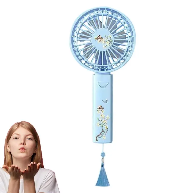 

Portable Handheld Fan Chinese Flower Personal Fan With Tassel Portable Handheld Mini Cooling Fan For Women Kids Girls Men