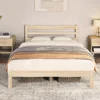 Bed Frame Solid Pine Wood Platform Bed with Paneled Headboard, Wicklow Style/Wooden Slats Support/Noise-Free 1