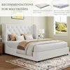 Full Size Bed Frame with Velvet Tufted Headboard, Curved Wingback Design, Wooden Slats Support, Upholstered Bed Frame 6