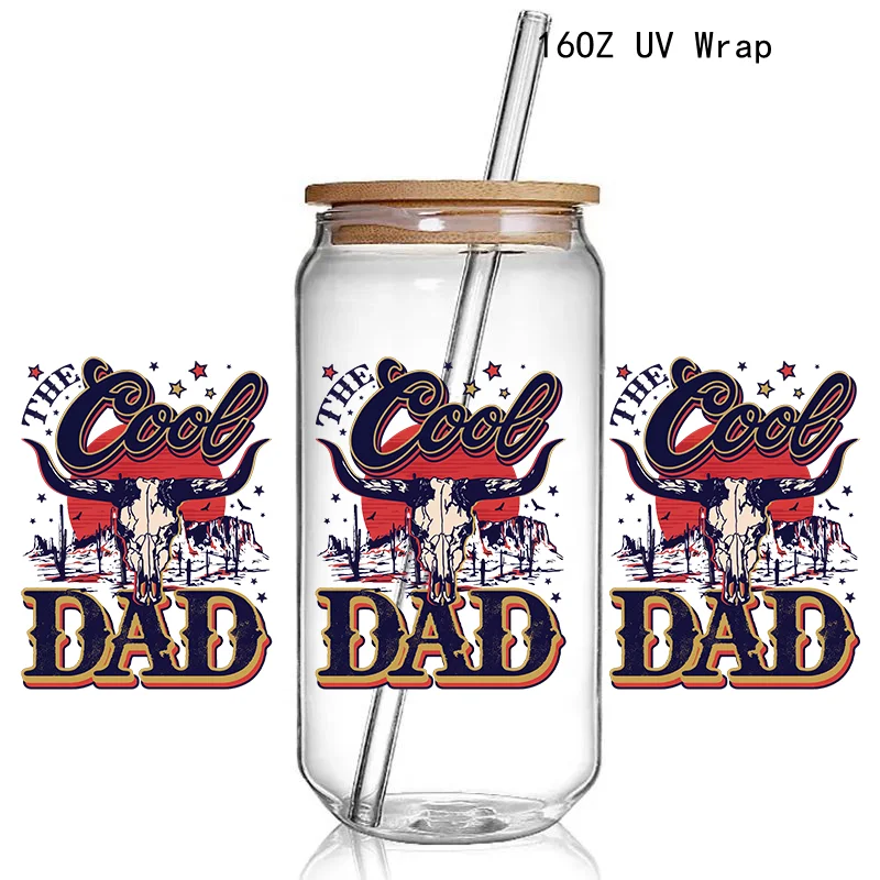Dad Lengend 3D UV DTF Cup Wraps Transfer Sticker Dad Daily Affirmation UV dtf Cup Wraps Stickers for 16OZ Glass use