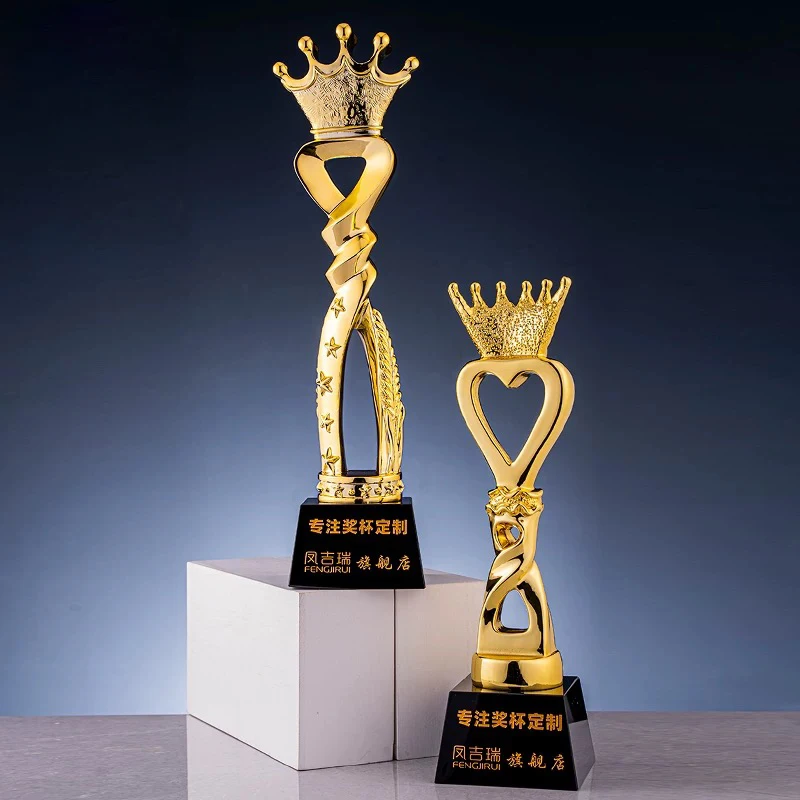 Customized Crown Trophy Golden Cups Trophy, Award Champions Sports Winner Educational Props Trofeo Reward Competition Prizes Toy