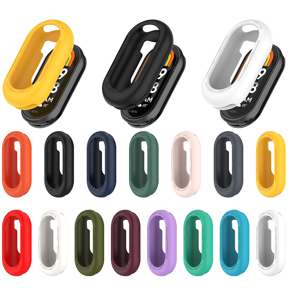 Soft Silicone Case for Xiaomi Band 8 Smart Watch Band Accrssories Bumper Frame Protector Protective Cover for Xiaomi Band 8 Case