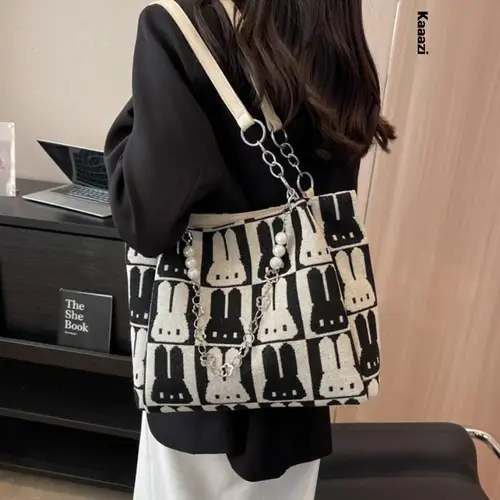 대용량 다목적 디자이너 캔버스 핸드백 여성용, 체인 숄더백 토트백 캐주얼 여름 패션 2023 신상 5
