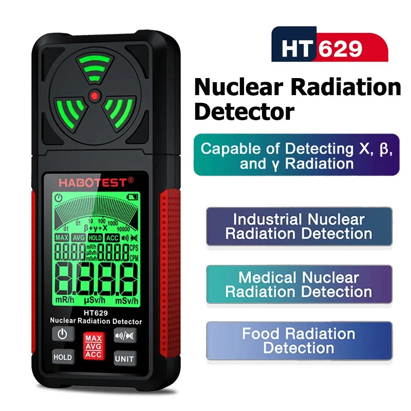 HT629 Geiger Counter Nuclear Radiation Detector Personal Dosimeter X-ray &Gamma;-ray &Beta;-ray Radioactivity Tester Marble Detector radiation detector geiger counter