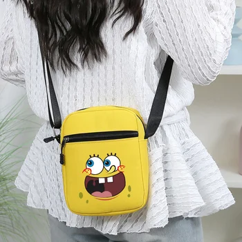 Borsa a Tracolla SpongeBob con Stampa Espressionistica, Borsa Moda Carina Quadrata per Uomo e Donna, Regalo di Compleanno