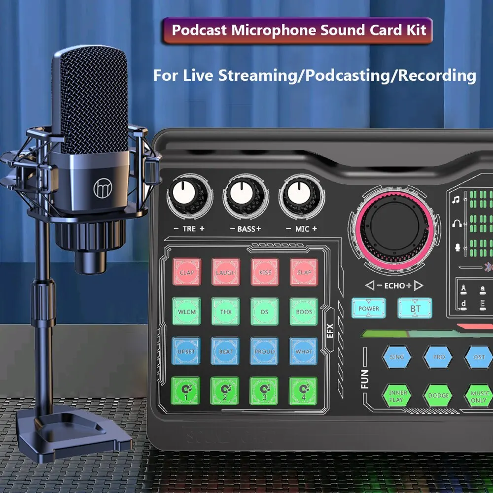 Zealsound Profesjonalny mikrofon podcast SoundCard Kit za $30.41 / ~119zł
