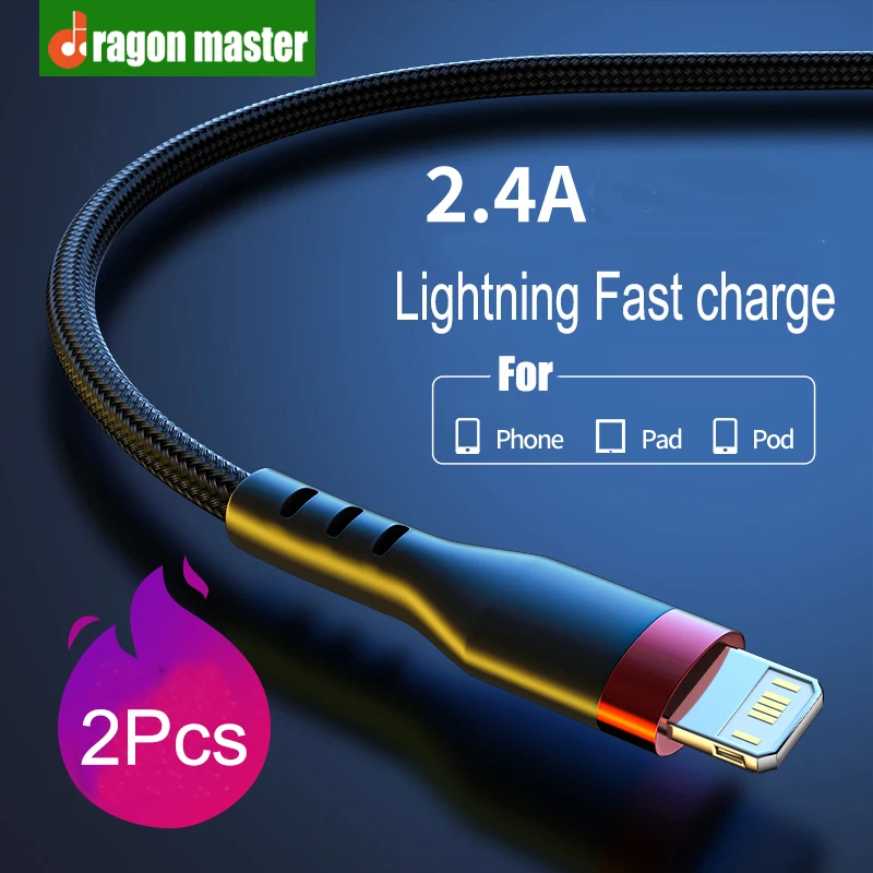 Dragon Master USB Cable For iPhone 13 12 11 Pro Max Xs X 8 7 Plus 2.4A