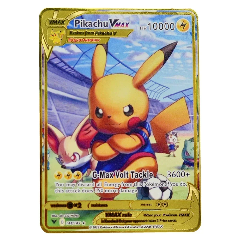 thumbnail image 1 of Card Metal Pokémon Letters Venusaur Vmax Charizard Pikachu Gx Blastoise Vstar Gold Iron Cards Anime Game Kids Toys Gifts, 1 of 5
