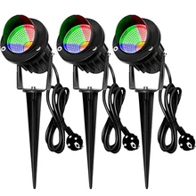

Outdoor RGB Garden Spotlight 10W LED Lawn Lamp with Remote Waterproof Landscape Spot Spike Path Spotlight EU US Plug