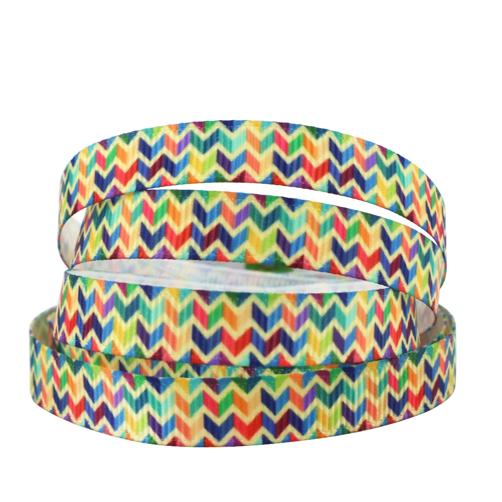 5 Yards 3/8" 9mm Stripped Dot Flower Printed Grosgrain Ribbon DIY Handmade Materials Wedding Gift Wrap 5Yc4959