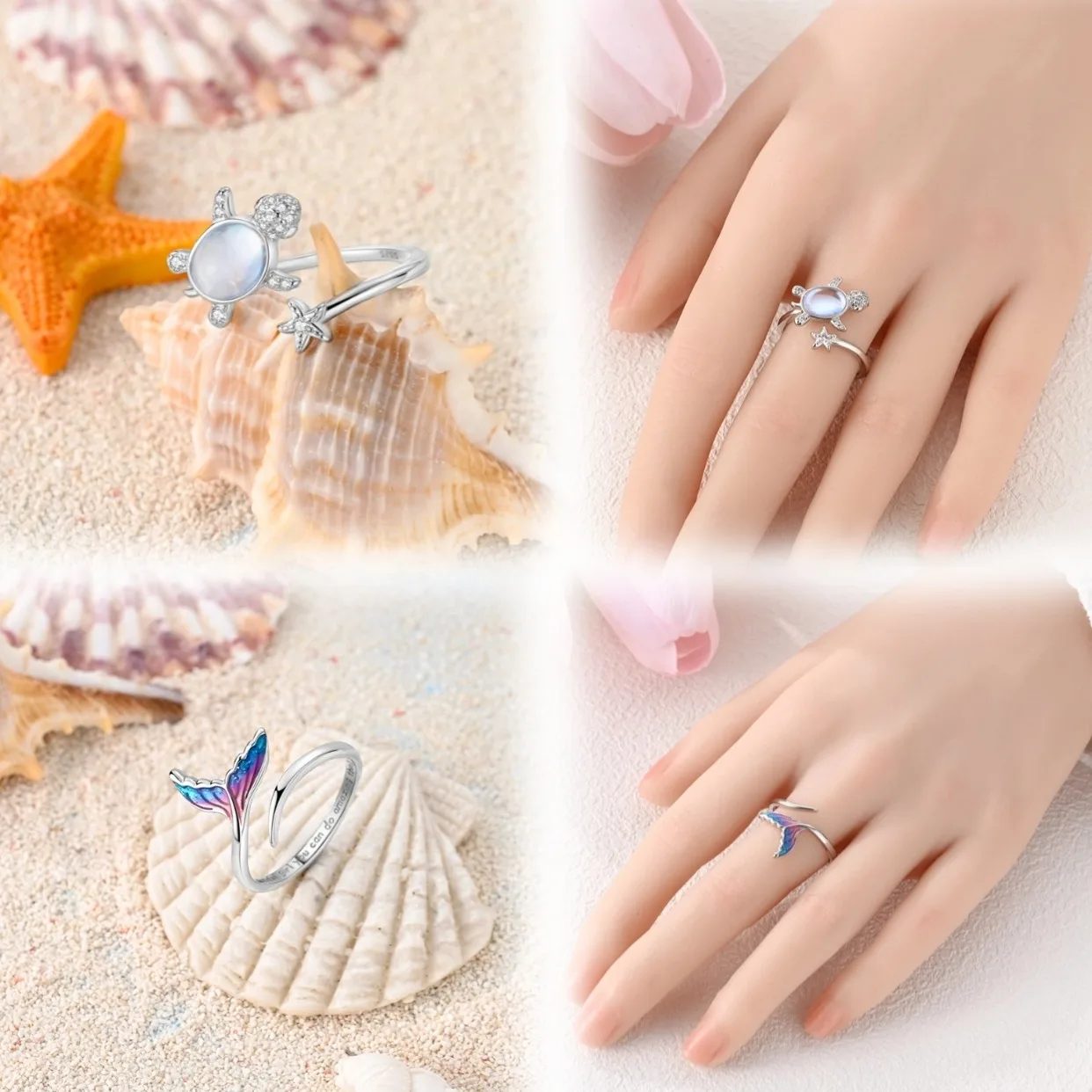 Adjustable Ring For Women Original 925 Sterling Silver Zircon Free Size Finger Flower Cat Paw Open Rings Wedding Jewelry Gift 6