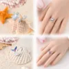 Adjustable Ring For Women Original 925 Sterling Silver Zircon Free Size Finger Flower Cat Paw Open Rings Wedding Jewelry Gift 6