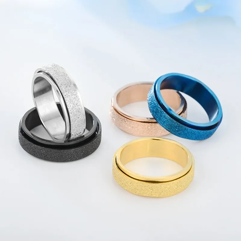 2025 Fashion Style Glatt drehbare Edelstahlringe für Männer und Frauen, 6 mm, druckbeständig, Geschenkschmuck_voghion.com