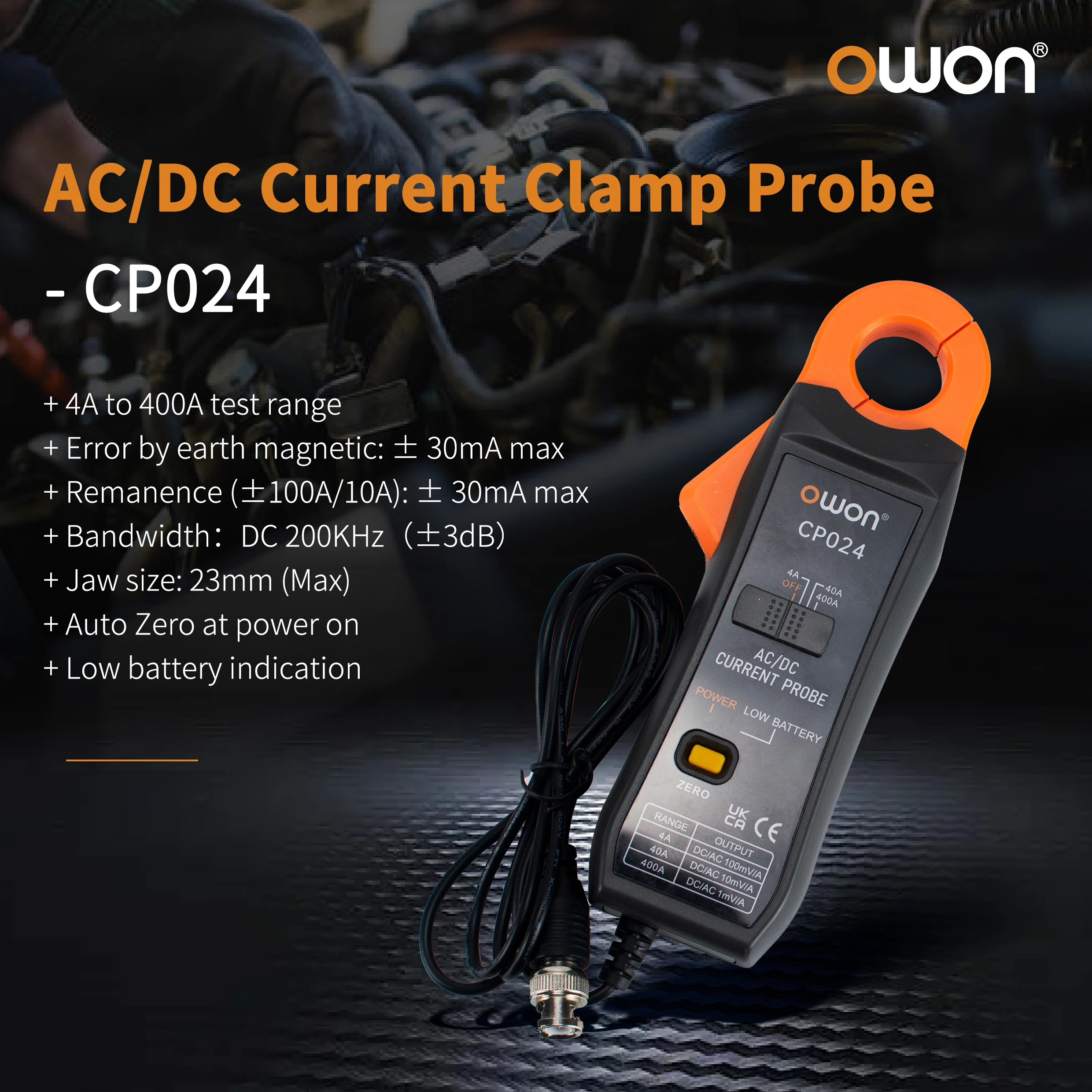 CP024 DC AC Current Probe for Digital Storage Oscilloscope 4A to 400A Bandwidth