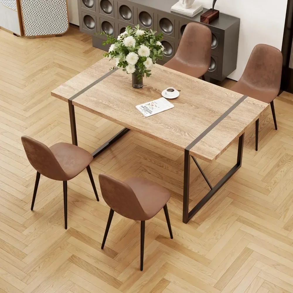 Dining Table Set for 4, 31"D X 55"W X 30"，HIdeal for Kitchen Dining Room,Durable & Sturdy ,Modern 55'' Wood Dining Table 3