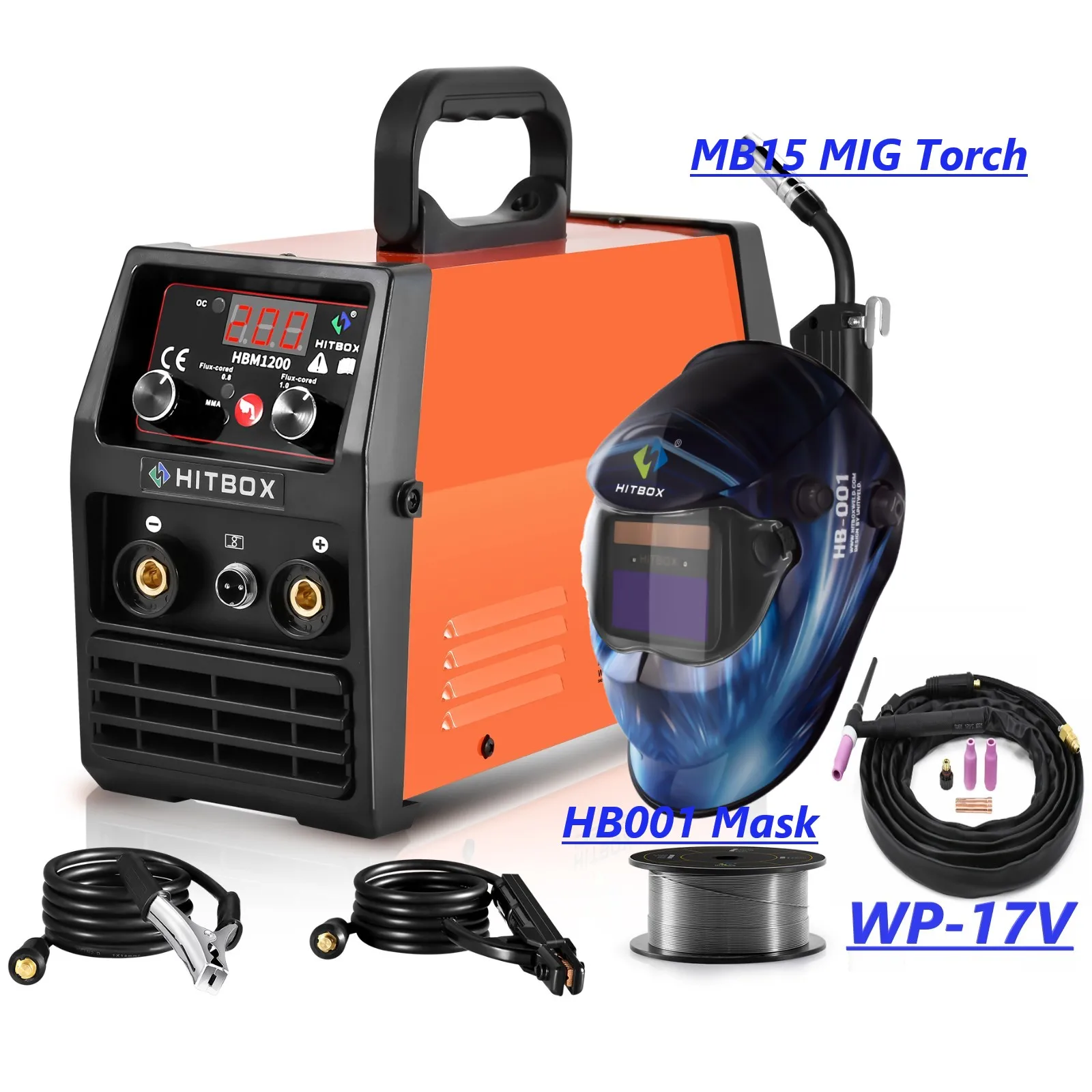 Hitbox 3 In 1 Saldatore A Filo Senza Gas 220V Saldatore Digitale Portatile Digitale Mig Arc Lift Tig Inverter Saldatori