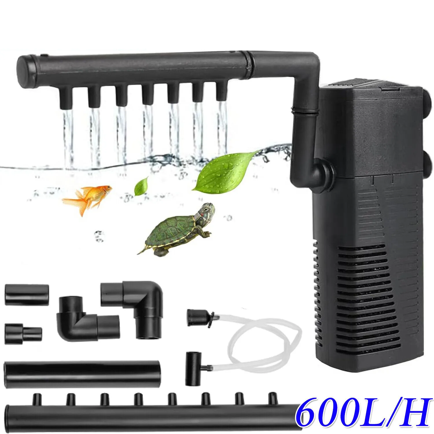 8W Aquarium pump Filter pump Aquarium internal filter Oxygen supply 600L/H
