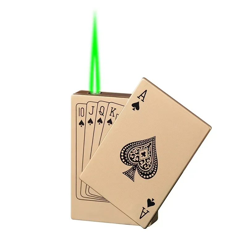 Butane Gas Lighter Creative Playing Card Lighter Jet Flame Butane Torch Lighter Side Slip Ignition Windproof Cool Lighters Smoking Accessories
