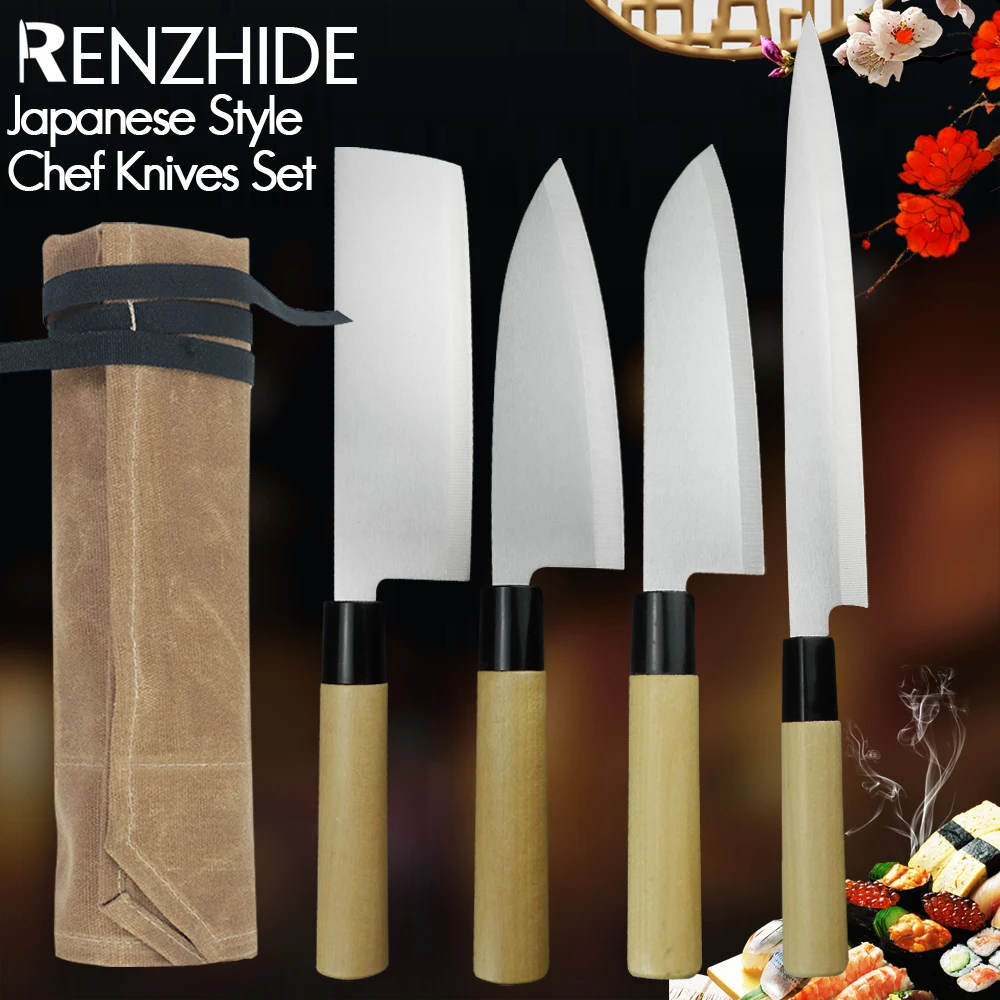 

RZD Japanese Chef Knives Set Stainless Steel Sushi Sashimi Fishing Fillet Meat Chopping Cleaver Knife Bag Kitchen Storage Tools