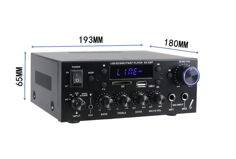 Atualizado Ks33bt Estéreo de Baixa Frequência Amplificador Hifi Digital Som Led Bluetooth Rádio fm 2x60w Amplificador Amplificadores - Image 4