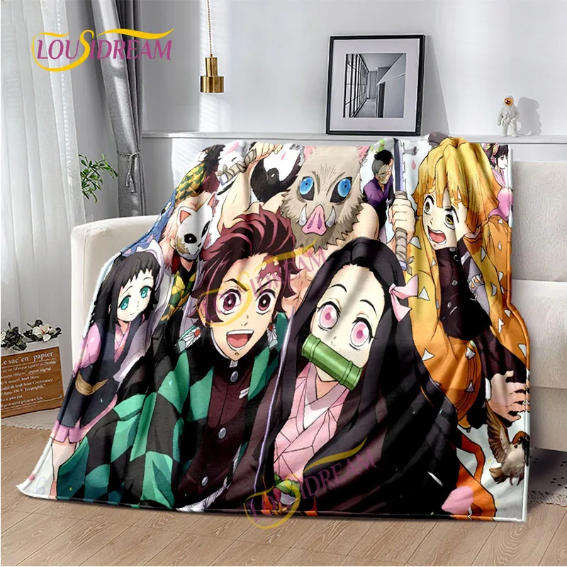 

Cute Bed with thin Sheets Demon Slayer Bedroom Decoration Cartoon Japanese Series blanket Living Room Sofa Bedspread Gift