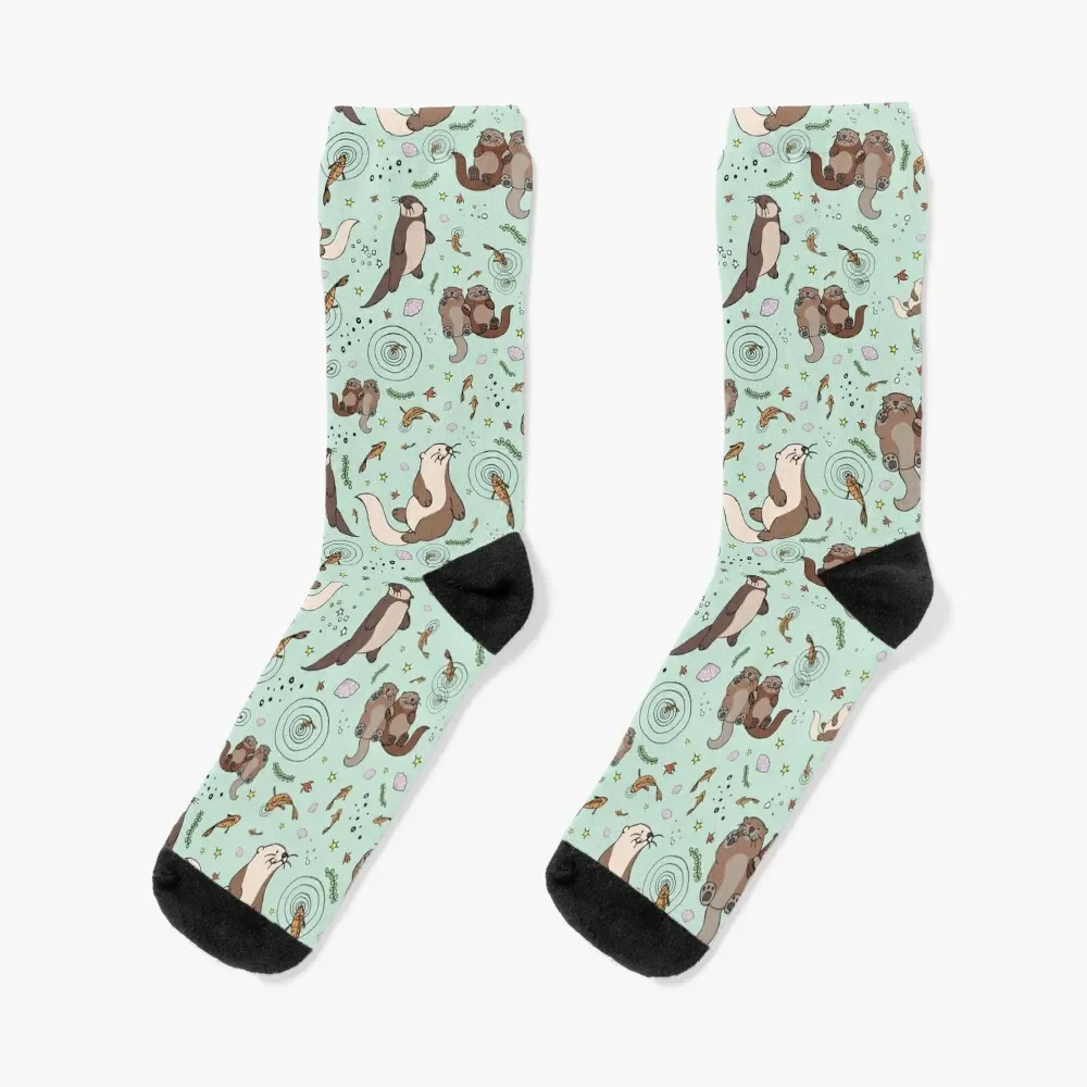 

Otters in Blue Socks sports and leisure hiphop Stockings man fashionable Male Socks Women's