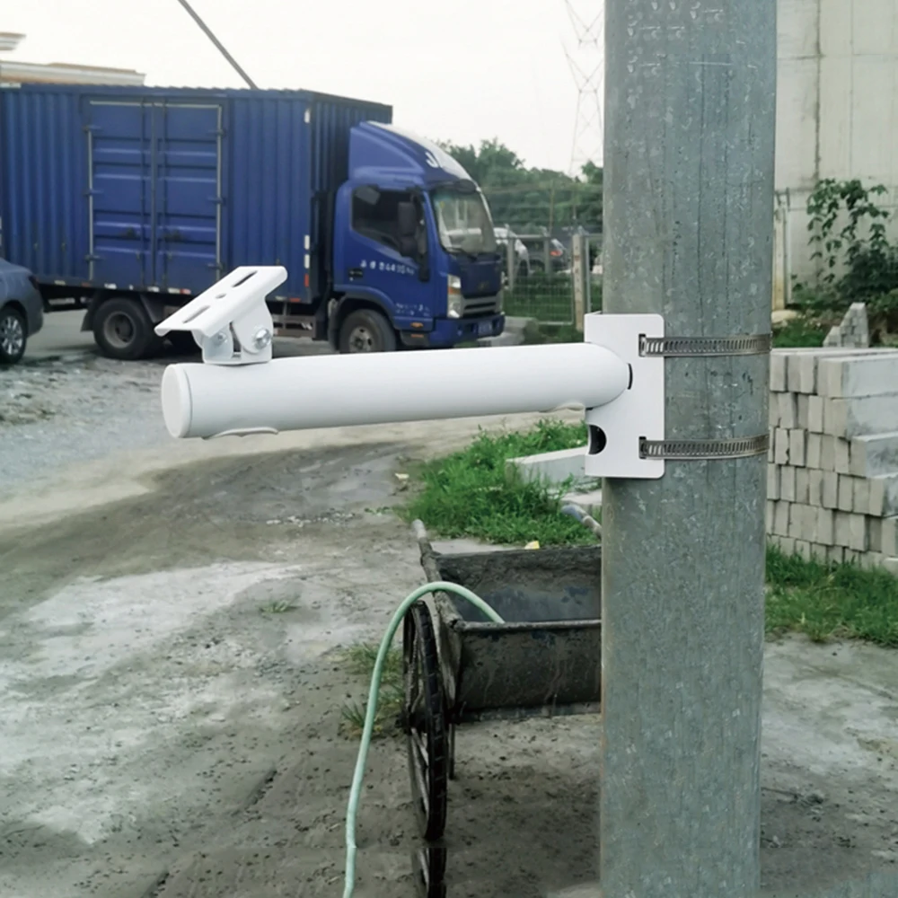 New Galvanized Tube CCTV Camera Holder Stand Exterior Right Angle Wall Corner Bracket Pole Mount Fasteners 30cm Long Arm Bracket