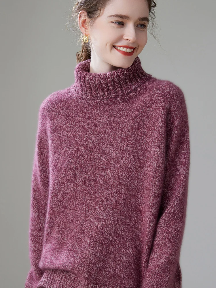 

New Fashion 100% Cashmere Sweater for Women Turtleneck Thick Tops High Quality Soft Pullover Loose Casual Jumper Autumn Winter