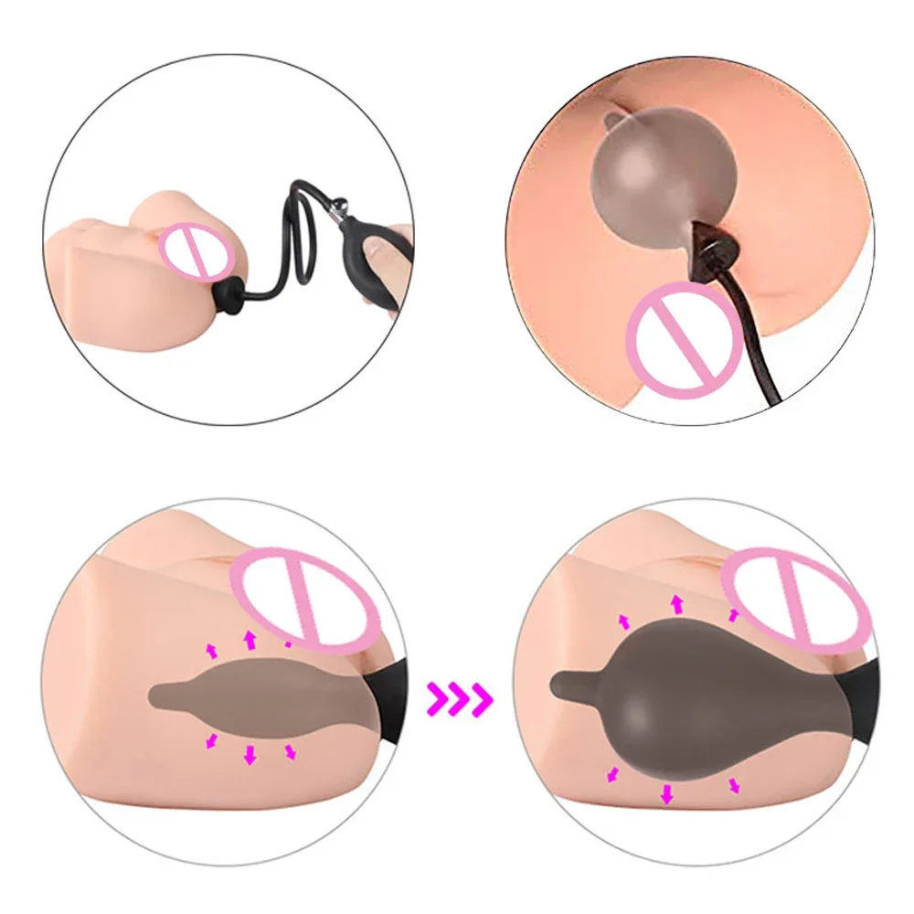 Soft Silicone Inflatable Anal Dildo Butt Plug Dilator Anus Massager Sex Toy for Women Men Gay Black Pump Vagina Extender Toys